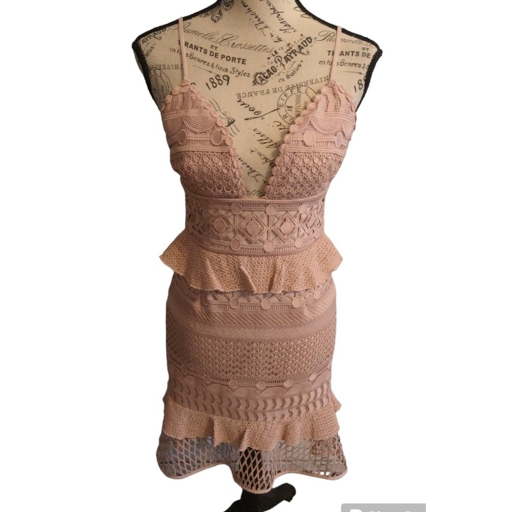 Saylor blush xs Lace ruffled sleeveless dress